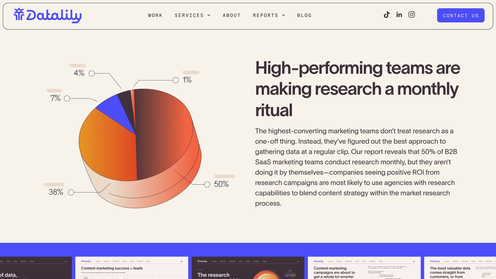 The research report page with its pie chart illustration